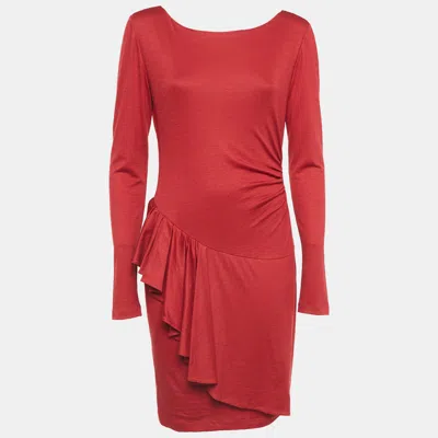Pre-owned Emilio Pucci Red Jersey Drape Style Short Dress M