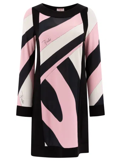 Pucci Relaxed Fit Long Sleeve Dress In Pink