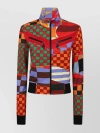 EMILIO PUCCI RIBBED SPORTY JERSEY JACKET WITH STAND COLLAR