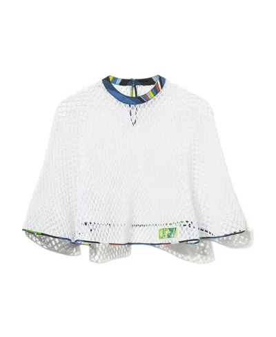 Emilio Pucci Round Collar Hollowed-out Cloak In White