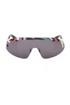 Pucci Shield Sunglasses In Shiny Palladium & Grey