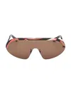 Pucci Shield Sunglasses In Shiny Rose Gold & Brown