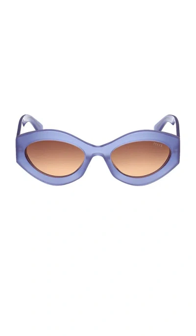 Pucci Oval Sunglasses In Shiny Opal Lavender & Brown