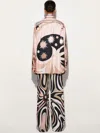 Pucci Stella Print Silk Oversized Shirt In Brown