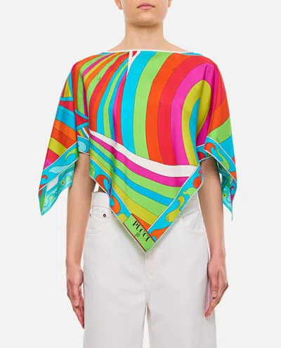 Emilio Pucci Short Sleeve Blouse In Multicolor