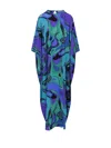 Emilio Pucci Silk Kaftan With Swirling Patterns In Blue