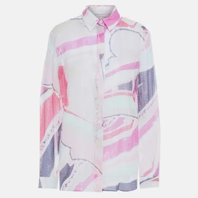 Pre-owned Emilio Pucci Silk Long Sleeved Top 40 In Multicolor