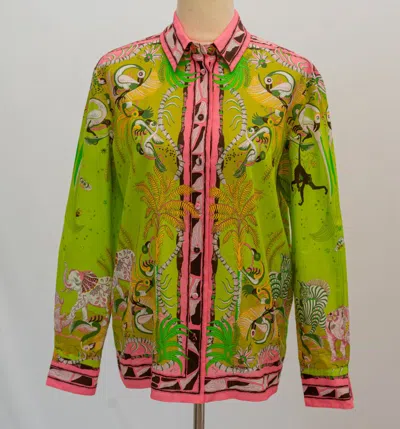 Pre-owned Emilio Pucci Silk Shorts With Matching Cotton Button Up Shirt & Silk Bralette (3 Pcs)