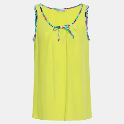 Pre-owned Emilio Pucci Silk Sleeveless Top 42 In Yellow