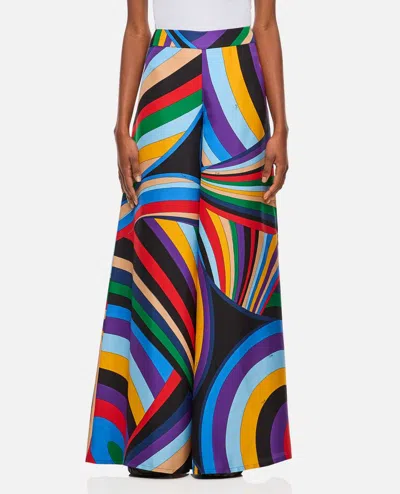 Emilio Pucci Silk Twill Trousers In Multicolour