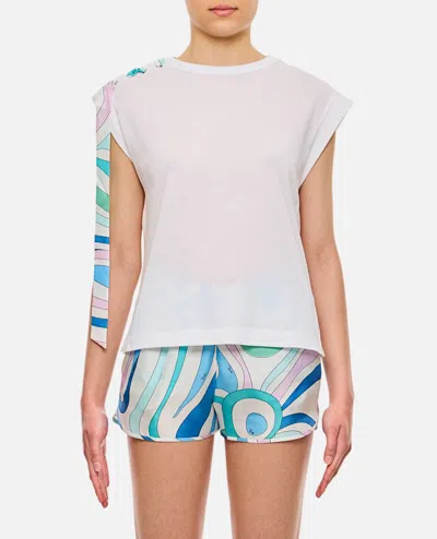 Emilio Pucci Sleeveless Cotton Jersey Top In White