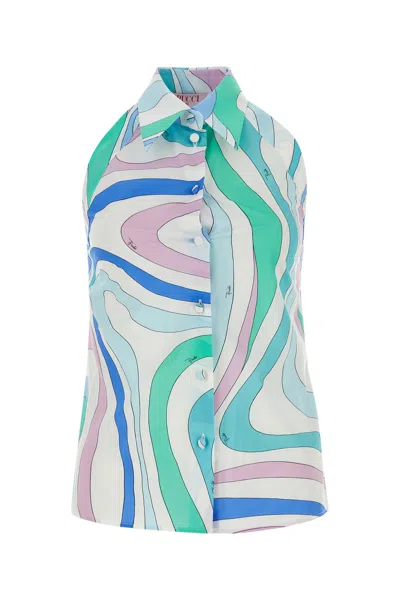 Emilio Pucci S.less Shirt - Cotton Popeline-40 Nd  Female In Blue