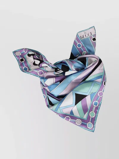 Emilio Pucci Square Silk Scarf Graphic Print In Multi