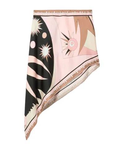 Pucci Stella Print Asymmetrical Mini Skirt In Pink