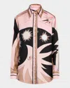 Pucci Stella Print Silk Oversized Shirt In Nude
