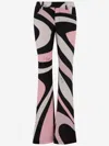 Pucci Emilio  Stretch Nylon Pants With Marble Pattern In Red