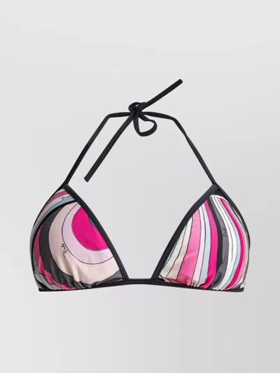 Emilio Pucci Striped Halterneck Triangle Top Swimwear In Multi