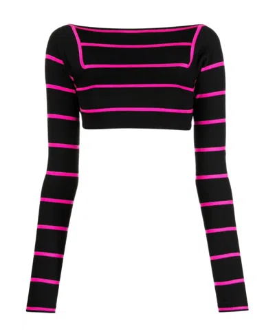 Emilio Pucci Striped Sweater With Bare Back In Black