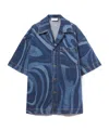 Pucci Swirl-print Short-sleeve Shirt In Blue