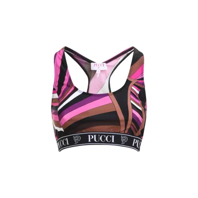 Pucci Emilio  Abstract Print Crop Top In Multicolour