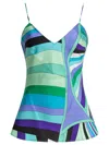 Pucci Iride Silk Satin Camisole In Blue