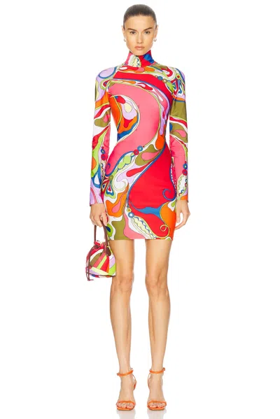 Pucci Turtleneck Mini Dress In Multicolor