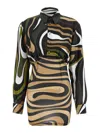 Pucci Printed Twill And Stretch Mesh Mini Dress