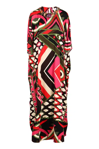 Emilio Pucci Vibrant Printed Kaftan Dress In Multi