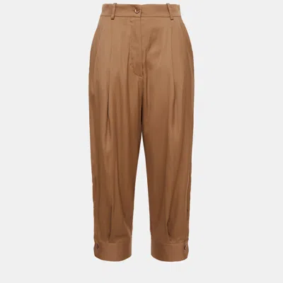 Pre-owned Emilio Pucci Viscose Tapered Pants 42 In Brown