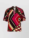 Emilio Pucci 'vivara' Geometric Pattern Keyhole Neck Top