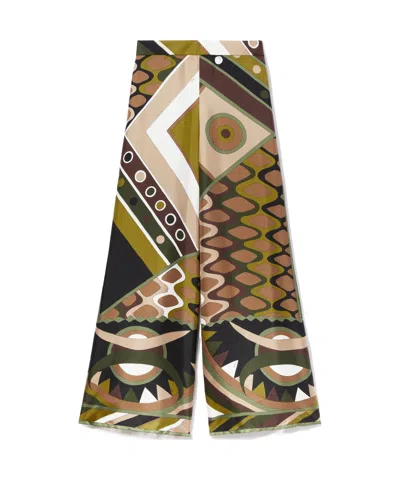 Emilio Pucci Vivara-print Palazzo Pants In Mustard Yellow/khaki Green/black/light Brown