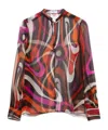 Emilio Pucci Wave-print Silk Blouse In Black/multicolor