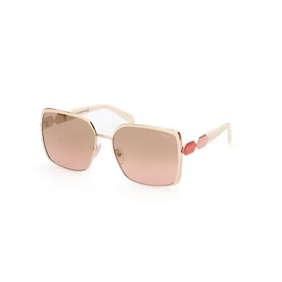 Emilio Pucci White Metal Sunglasses In Pink