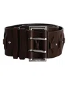 EMILIO PUCCI WIDE PLAITED BUCKLED BELT IN BROWN LEATHER
