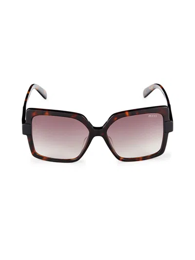 Emilio Pucci Women's 55mm Butterfly Sunglasses In Havana