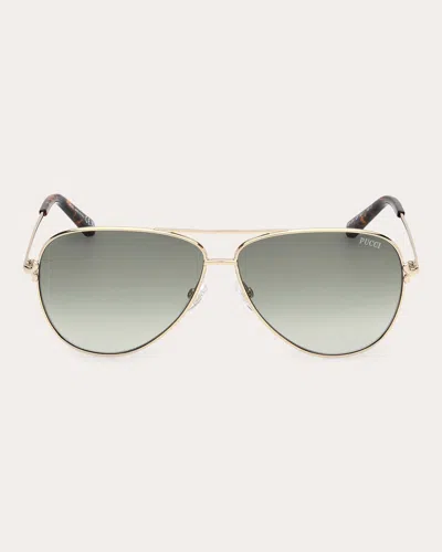 Emilio Pucci Women's Aviator-style Green Gradient Gold-tone Sunglasses