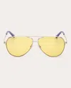 Pucci Women's Aviator-style Yellow Gold-tone Sunglasses In Shiny Pale Gold/opal Lavender