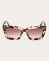Pucci Women's Pink Havana & Brown Gradient Squared Cat-eye Sunglasses In Colored Havana/blue