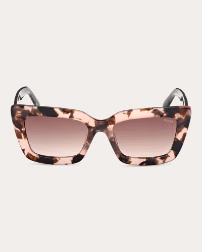 Emilio Pucci Women's Pink Havana & Brown Gradient Squared Cat-eye Sunglasses In Colored Havana/blue