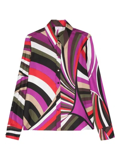 PUCCI WOMEN'S PRINTED SILK SHIRT