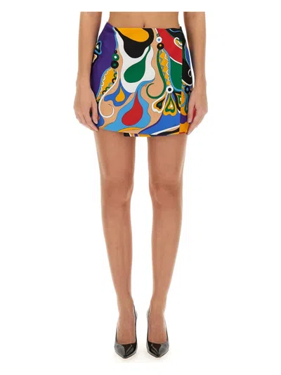 Emilio Pucci Women's Printed Skirt | Size 40 | 4urv26 In Multicolour