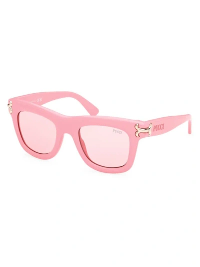 Emilio Pucci Women's Pucci 50mm Logo-detailed Square Sunglasses In Shiny Pink Blush