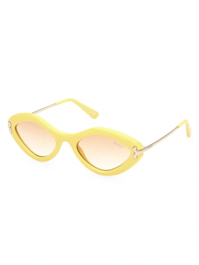 Emilio Pucci Women's Pucci 54mm Geometric Sunglasses In Shiny Yellow & Gradient Brown