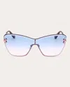 Pucci Women's Butterfly Shield-frame Blue Gradient Rose Gold-tone Sunglasses In Pink/gradient Blue