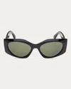 Pucci Women's Shiny Black & Green Faceted Rectangle Sunglasses In Shiny Black/green
