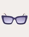 Pucci Women's Shiny Blue & Ivory Squared Cat-eye Sunglasses In Shiny Blue/gradient Blue
