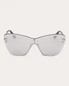 Pucci Women's Butterfly Shield-frame Smoke Mirrored Silver-tone Sunglasses In Silver/smoke Mirror
