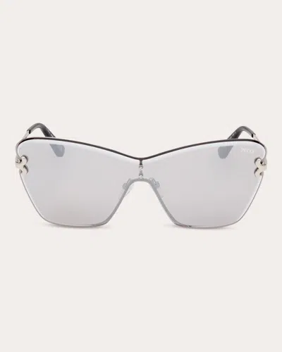 Pucci Women's Butterfly Shield-frame Smoke Mirrored Silver-tone Sunglasses In Silver/smoke Mirror