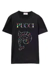 Pucci Black Cotton Short Sleeves T-shirt In Multicolour