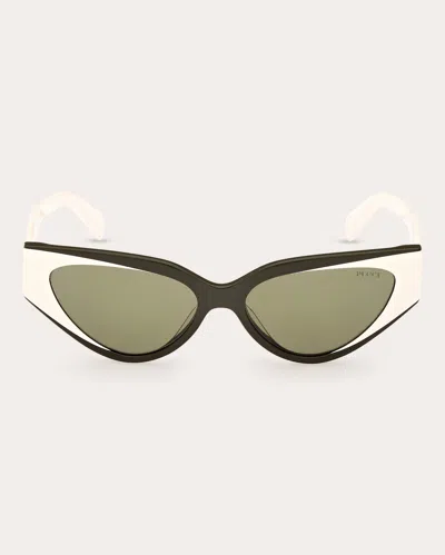 Emilio Pucci Women's Solid Military Green & White Cat-eye Sunglasses